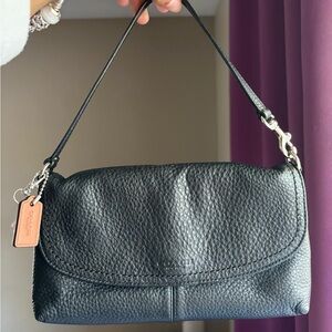 Coach Pebbled Black Leather Shoulder Bag